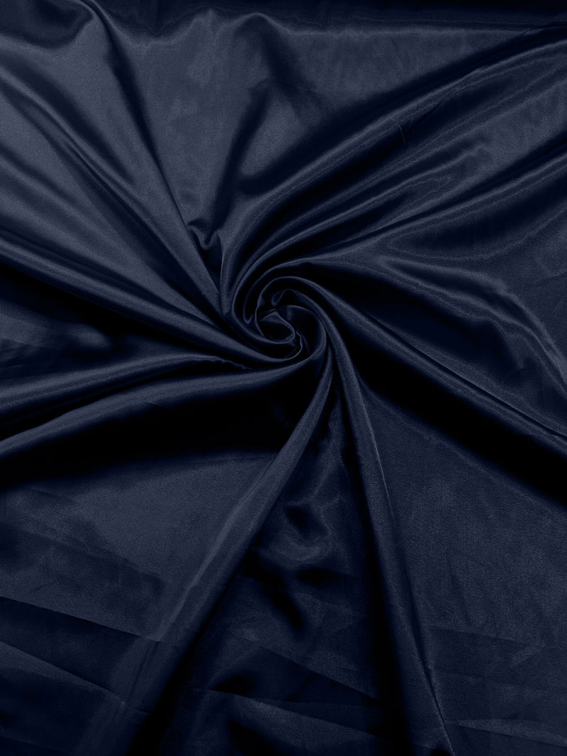Navy Blue Stretch Charmeuse Satin Fabric 58" Wide/Light Weight Silky Satin/Sold By The Yard
