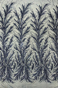 Feather Wing Shiny Sequin Design on a 4 Way Stretch mesh Fabric-Prom-Sold by The Yard.