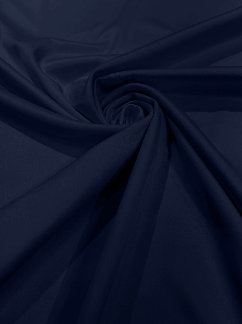 Navy Blue Solid Matte Stretch L'Amour Satin Fabric 95% Polyester 5% Spandex/58" Wide/ By The Yard