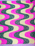 Wave Sequin Design On A Stretch Velvet Fabric/Costumes/Cosplays/Prom.