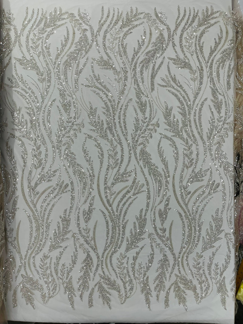 Luxury Festival Beaded Vine Lace Fabric, by The Yard.