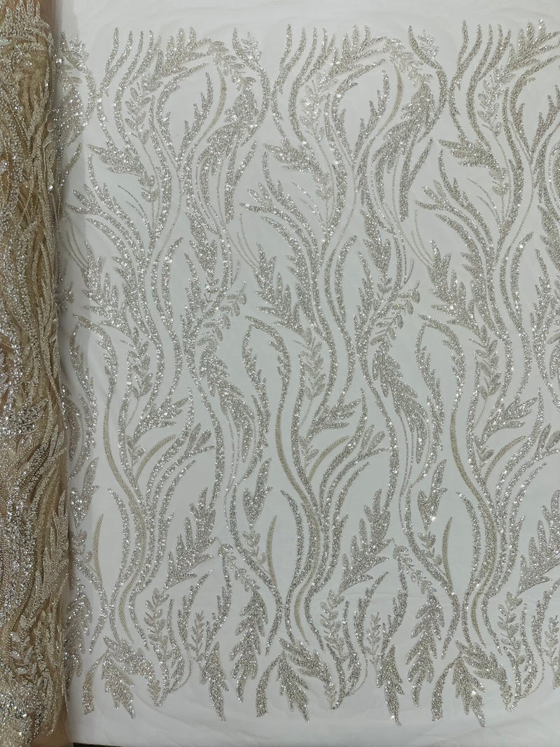 Luxury Festival Beaded Vine Lace Fabric, by The Yard.