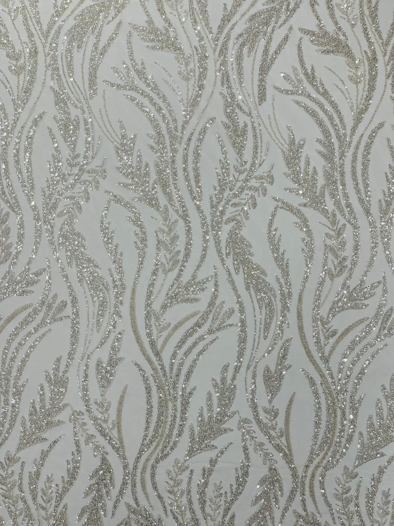 Luxury Festival Beaded Vine Lace Fabric, by The Yard.