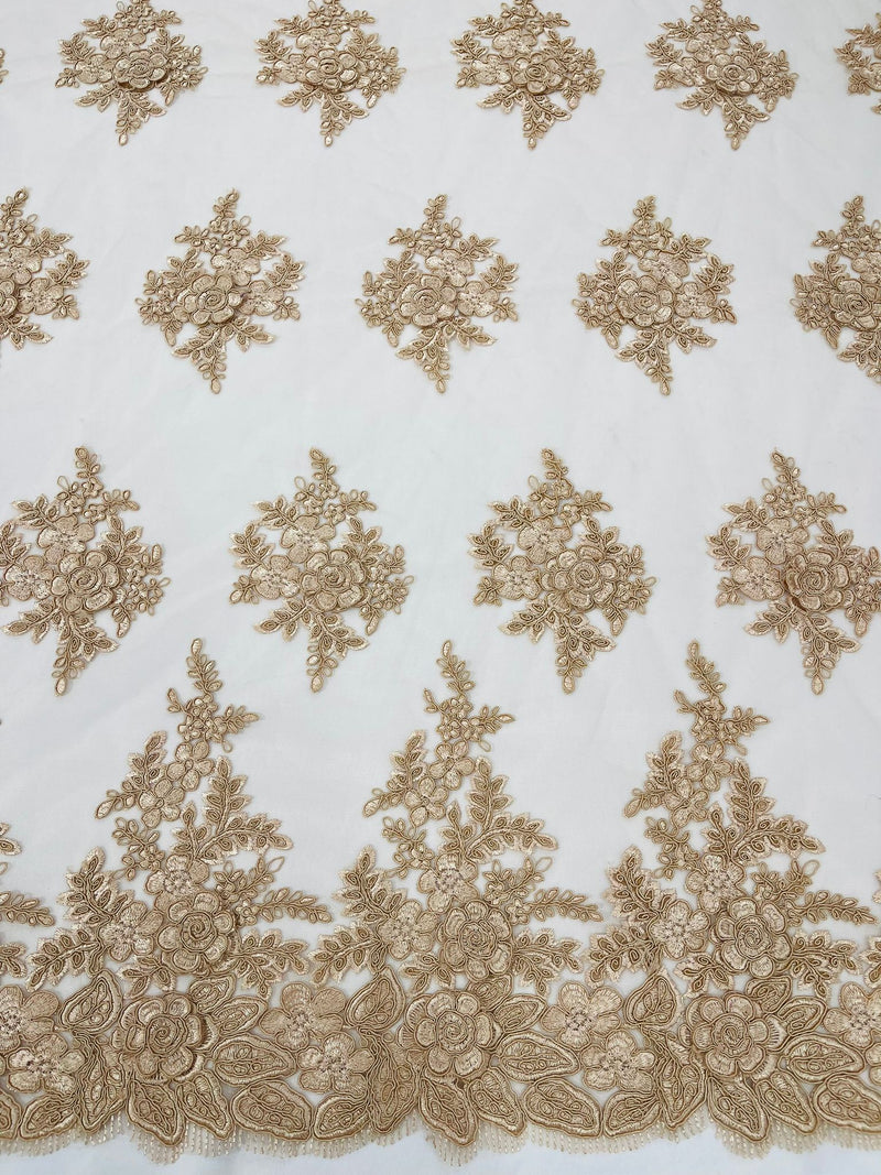 CORDED LACE 3D FLORAL (by the yard)