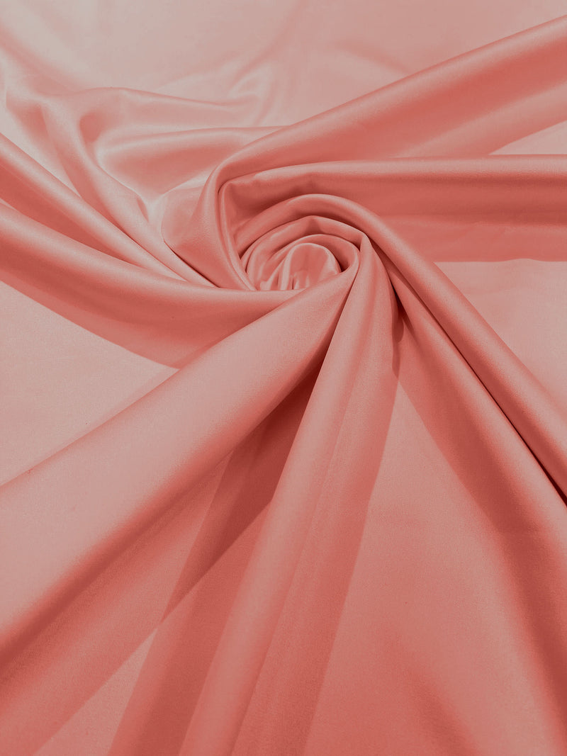 Peach Solid Matte Stretch L'Amour Satin Fabric 95% Polyester 5% Spandex/58" Wide/ By The Yard