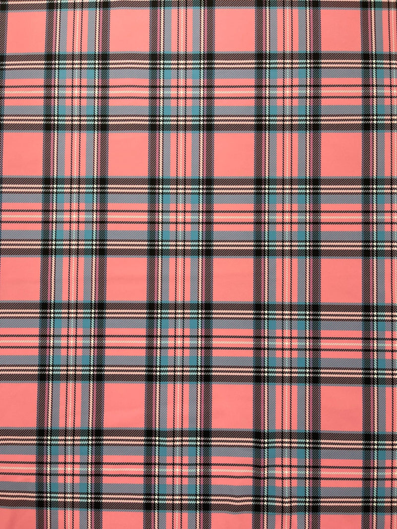 PLAID MULTICOLOR CHECKERED SPANDEX (by the yard)