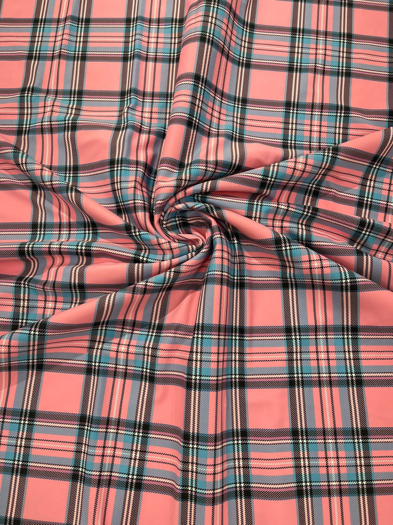 PLAID MULTICOLOR CHECKERED SPANDEX (by the yard)