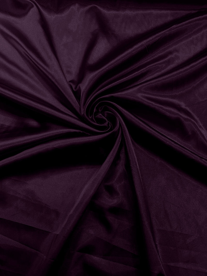 Plum Stretch Charmeuse Satin Fabric 58" Wide/Light Weight Silky Satin/Sold By The Yard