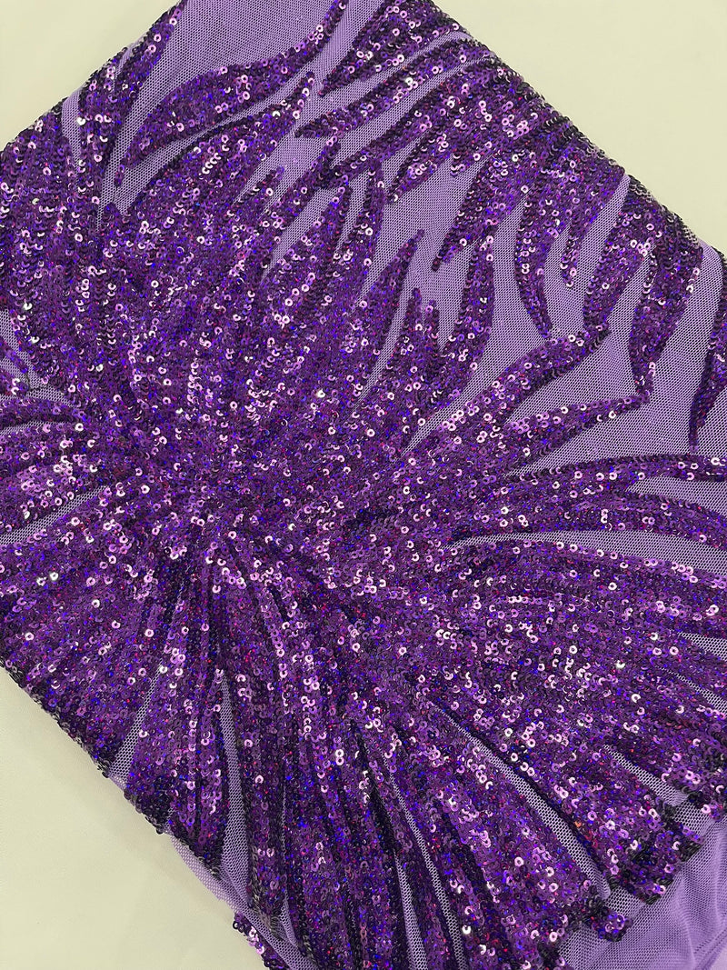 PHOENIX FEATHER SEQUIN ON STRETCH MESH FABRIC (By The Yard)