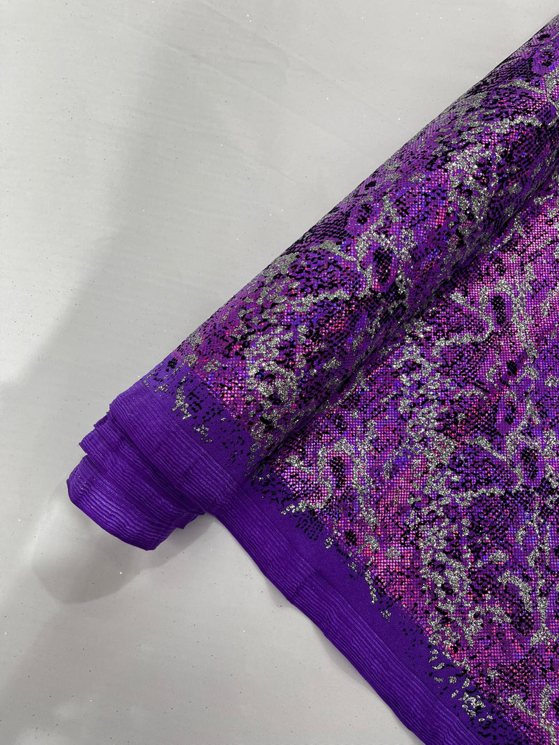 Snake Design Shattered Glass Nylon Spandex Fabric, 4-Way Stretch, by The Yard.