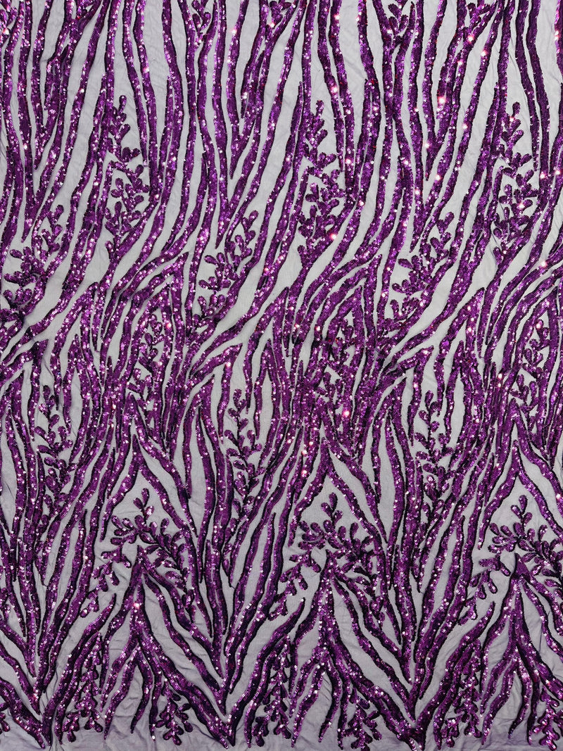 Vine/Root Sequin 4 Way Stretch Mesh Fabric, by The Yard.