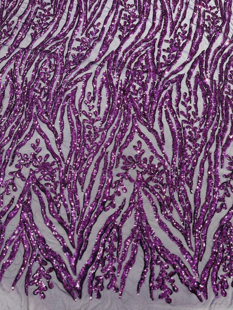 Vine/Root Sequin 4 Way Stretch Mesh Fabric, by The Yard.