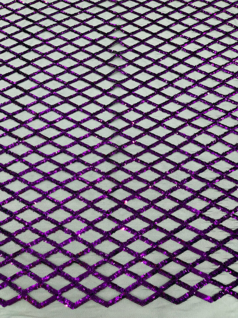 Luxury Diamond Design Mini Glitz Sequins On A Mesh Fabric