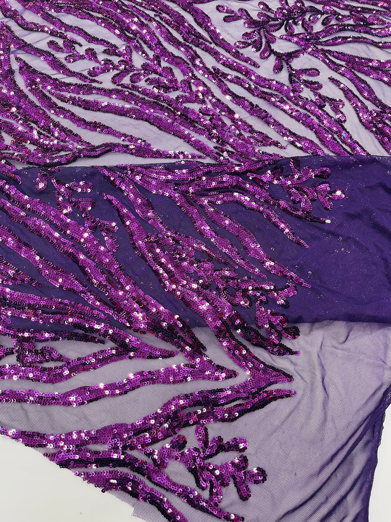 Vine/Root Sequin 4 Way Stretch Mesh Fabric, by The Yard.