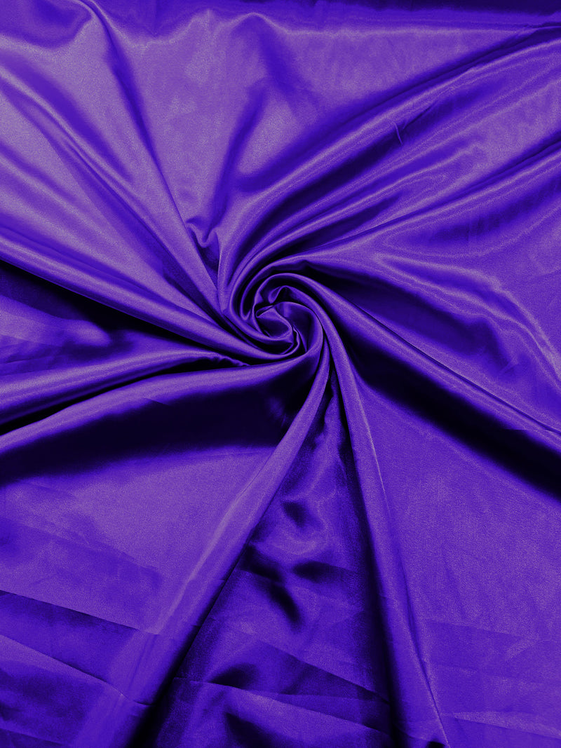 Purple Stretch Charmeuse Satin Fabric 58" Wide/Light Weight Silky Satin/Sold By The Yard