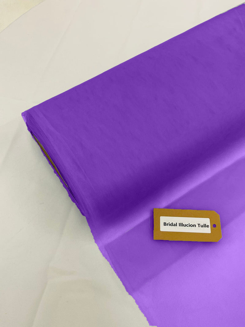 Purple - Bridal Illusion Tulle 108"Wide  Polyester Premium Tulle Fabric Bolt, By The Roll.