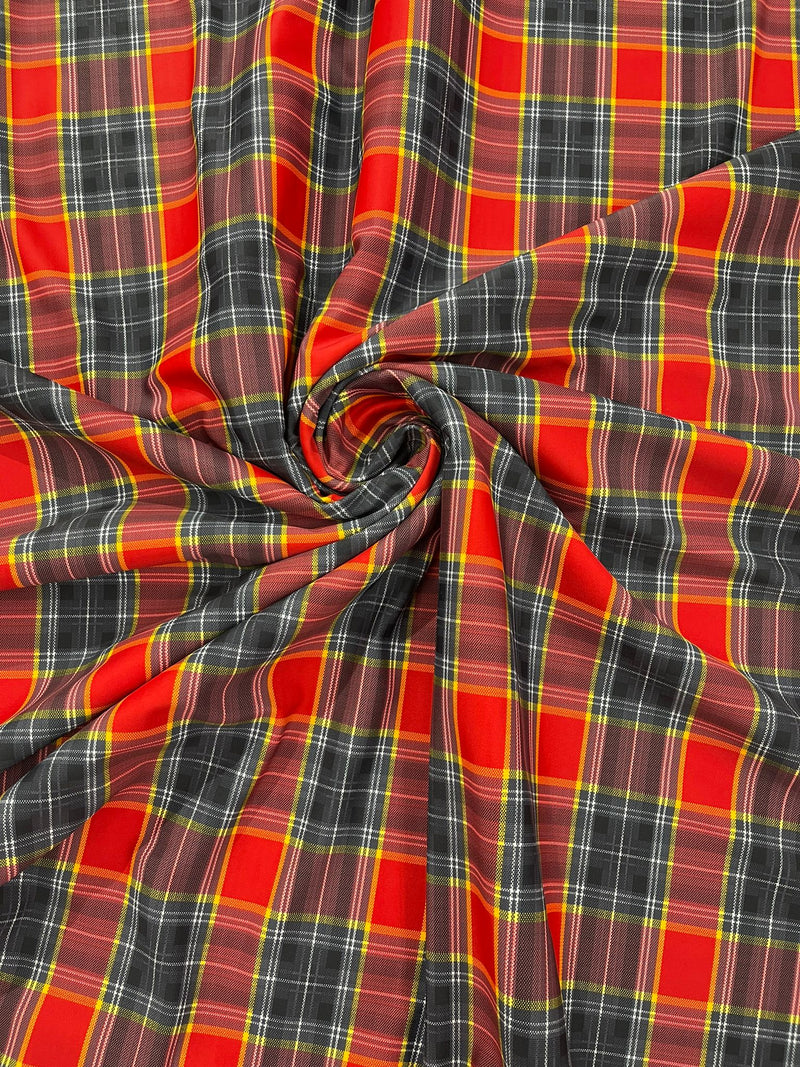 PLAID MULTICOLOR CHECKERED SPANDEX (by the yard)