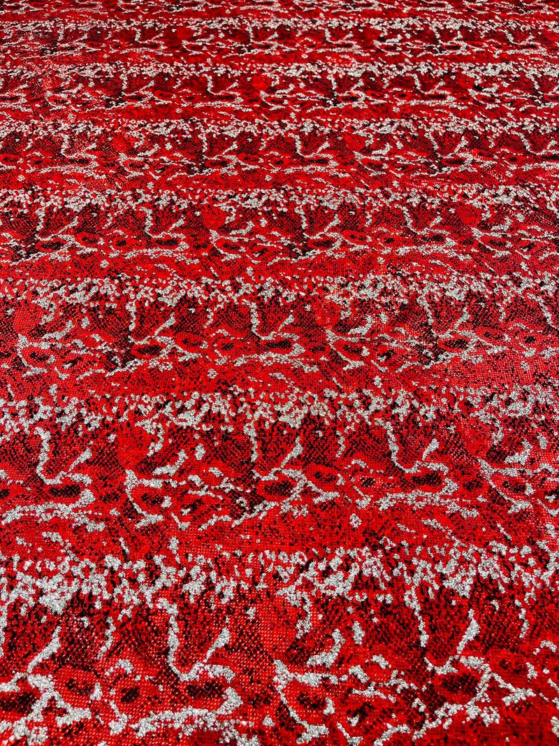 Snake Design Shattered Glass Nylon Spandex Fabric, 4-Way Stretch, by The Yard.