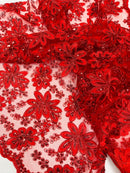 Metallic floral lace design embroidered 54" Wide | New Creations Fabric & Foam Inc.