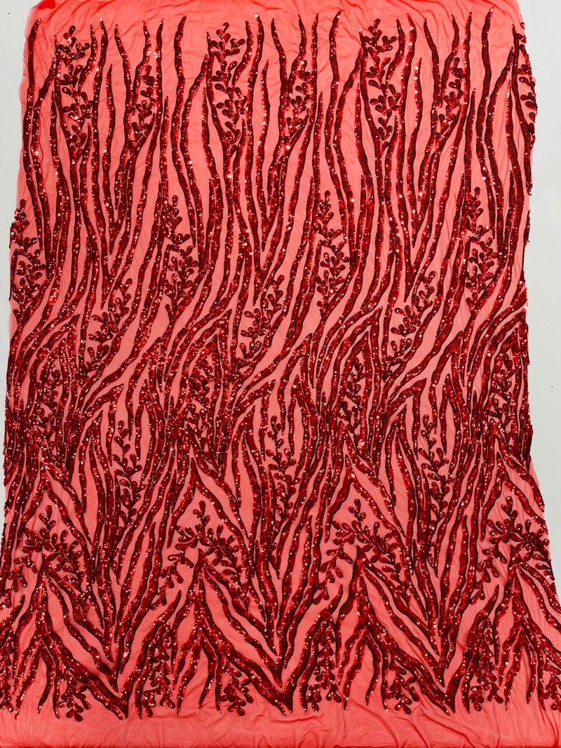 Vine/Root Sequin 4 Way Stretch Mesh Fabric, by The Yard.