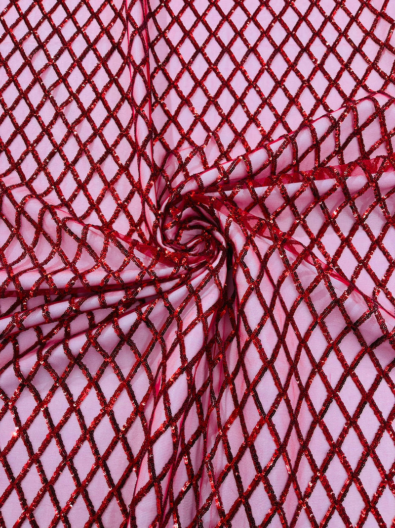 Luxury Diamond Design Mini Glitz Sequins On A Mesh Fabric