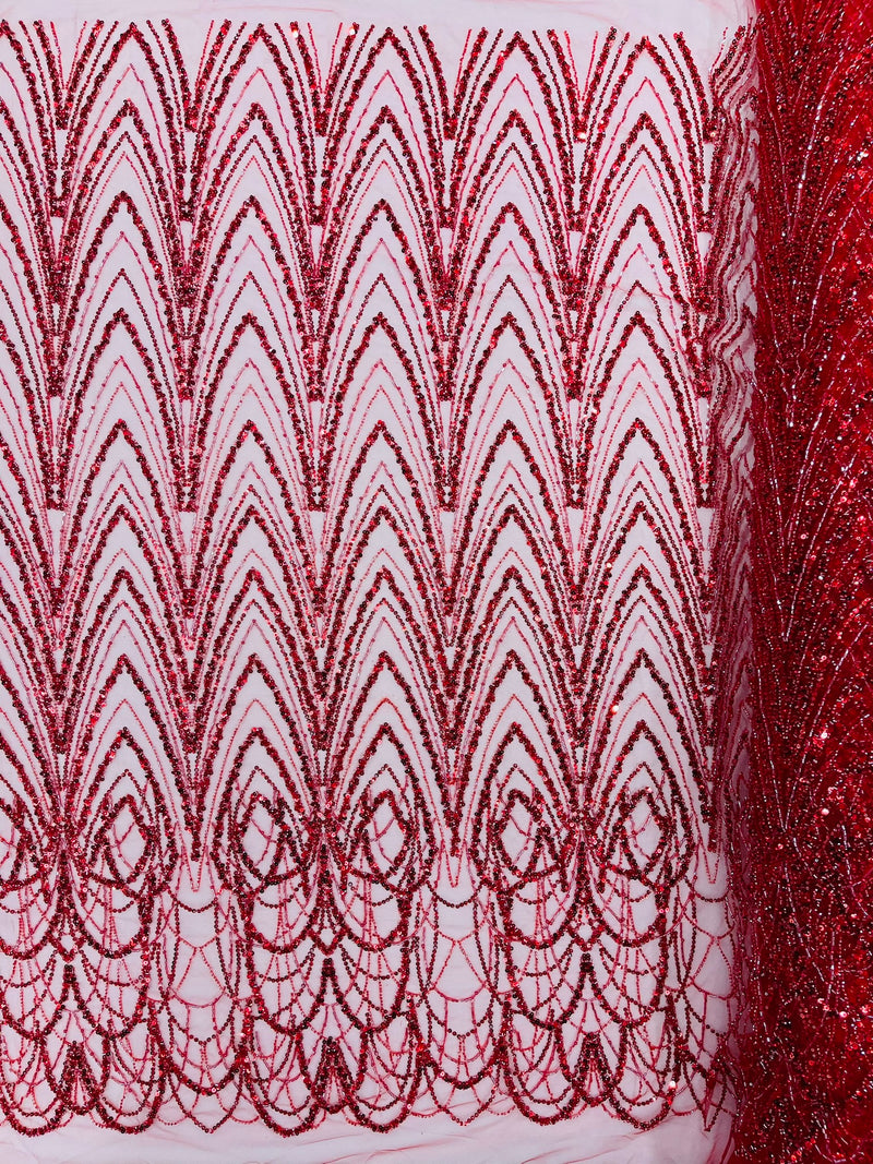 Luxury Chain Geometric Beaded Lace, by The Yard.