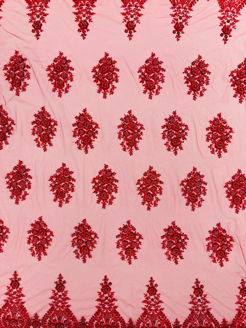 Classic Beaded Damask Lace, by The Yard.