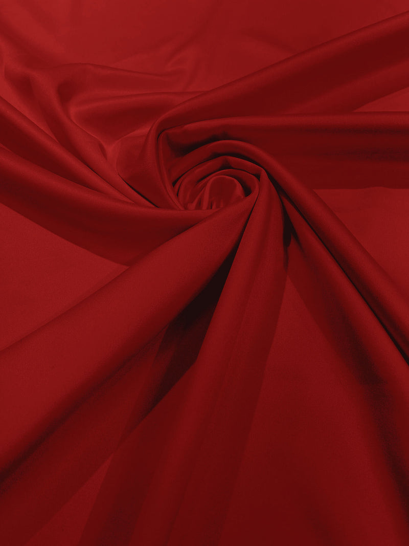 Red Solid Matte Stretch L'Amour Satin Fabric 95% Polyester 5% Spandex/58" Wide/ By The Yard