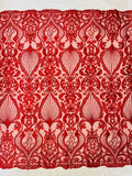 Floral damask embroider and heavy beaded on a mesh lace fabric/wedding/Costplay