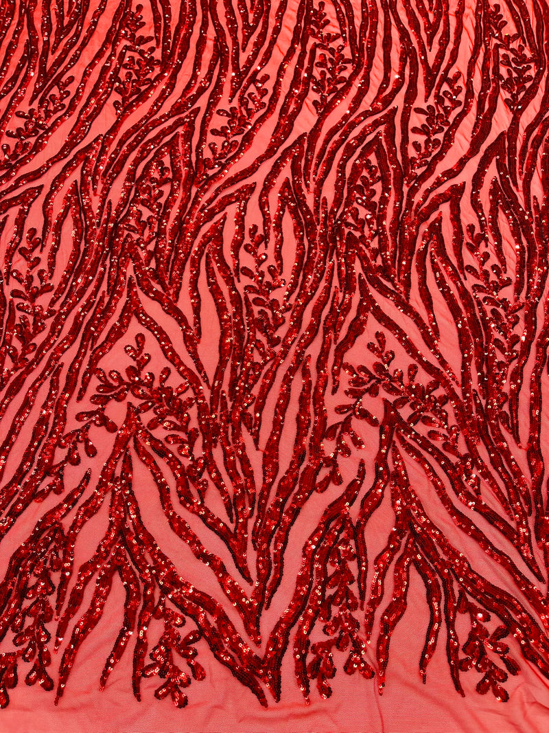 Vine/Root Sequin 4 Way Stretch Mesh Fabric, by The Yard.