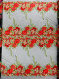 Roses Multi Color Floral Design Embroider On Mesh Lace Fabric (by the yard)