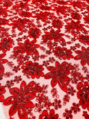 Metallic floral lace design embroidered 54" Wide | New Creations Fabric & Foam Inc.