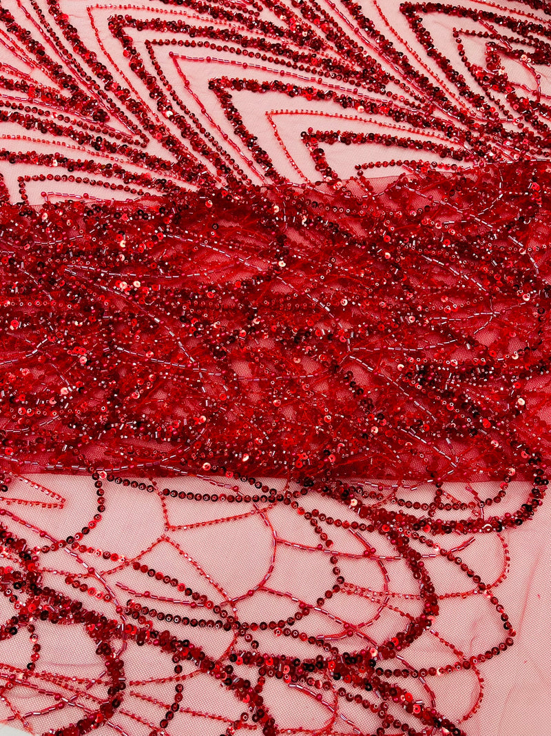 Luxury Chain Geometric Beaded Lace, by The Yard.