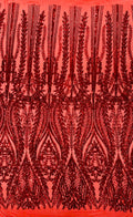 Damask design with sequins embroider on a 4 way stretch mesh fabric.