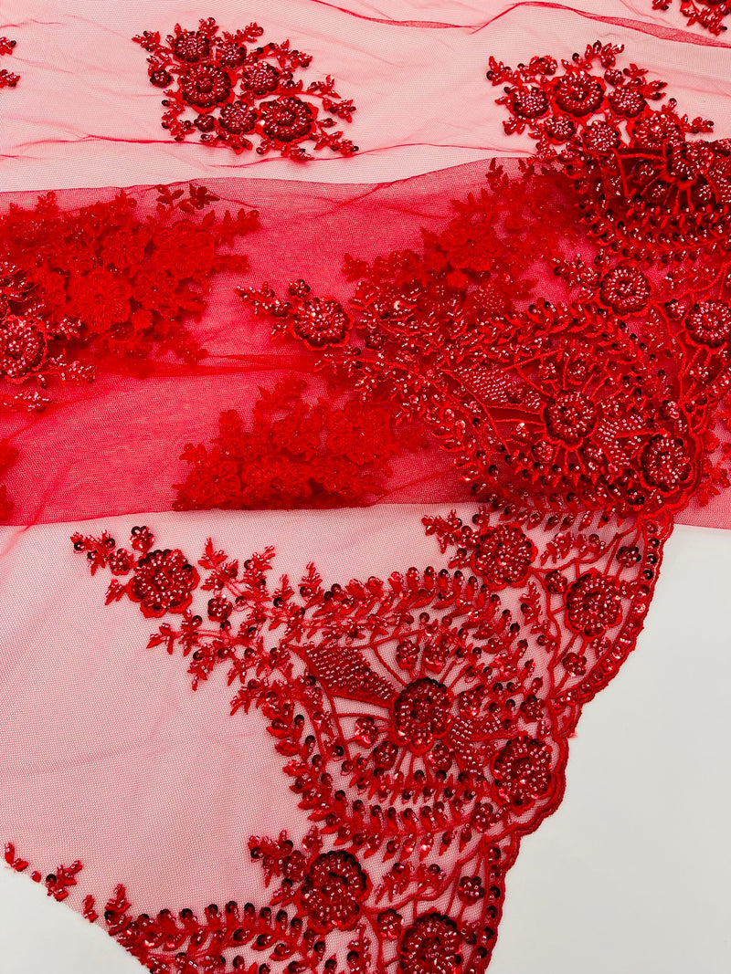 Classic Beaded Damask Lace, by The Yard.