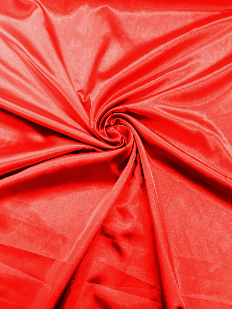 Red Stretch Charmeuse Satin Fabric 58" Wide/Light Weight Silky Satin/Sold By The Yard