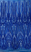 Damask design with sequins embroider on a 4 way stretch mesh fabric.