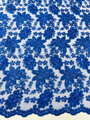 Metallic floral lace design embroidered 54" Wide | New Creations Fabric & Foam Inc.