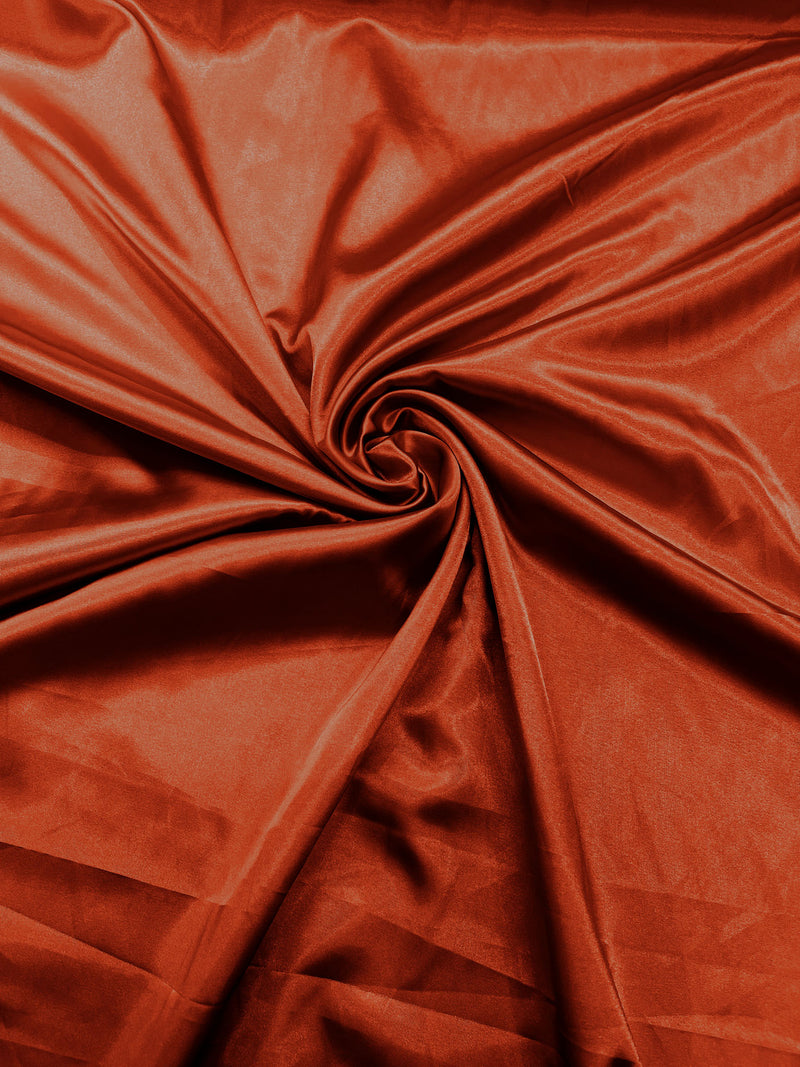 Rust Stretch Charmeuse Satin Fabric 58" Wide/Light Weight Silky Satin/Sold By The Yard
