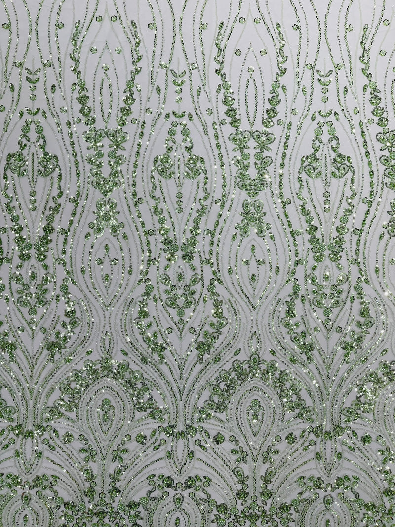 Modern Luxury Beaded Fabric Embroidered on a Mesh Lace, Sold by The Yard.