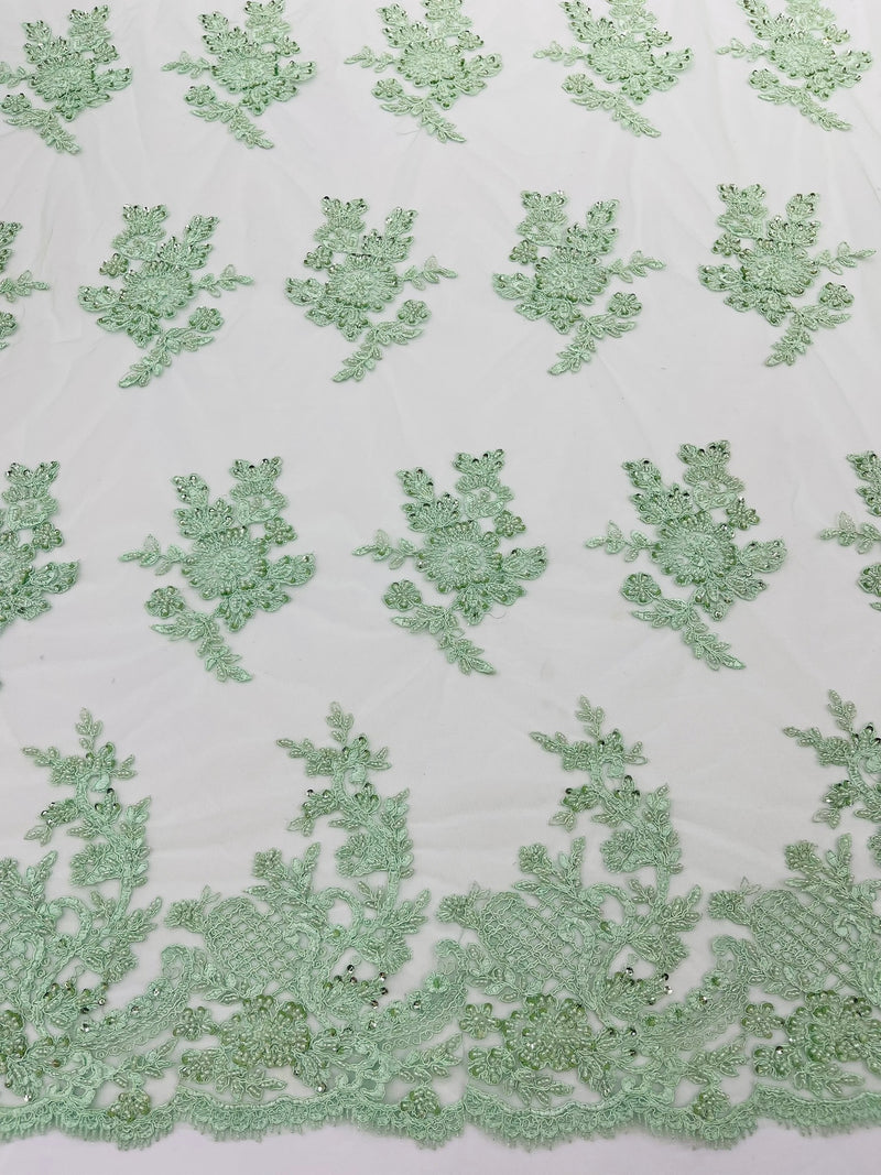 Eva Luxury Beaded Floral Lace, by The Yard.