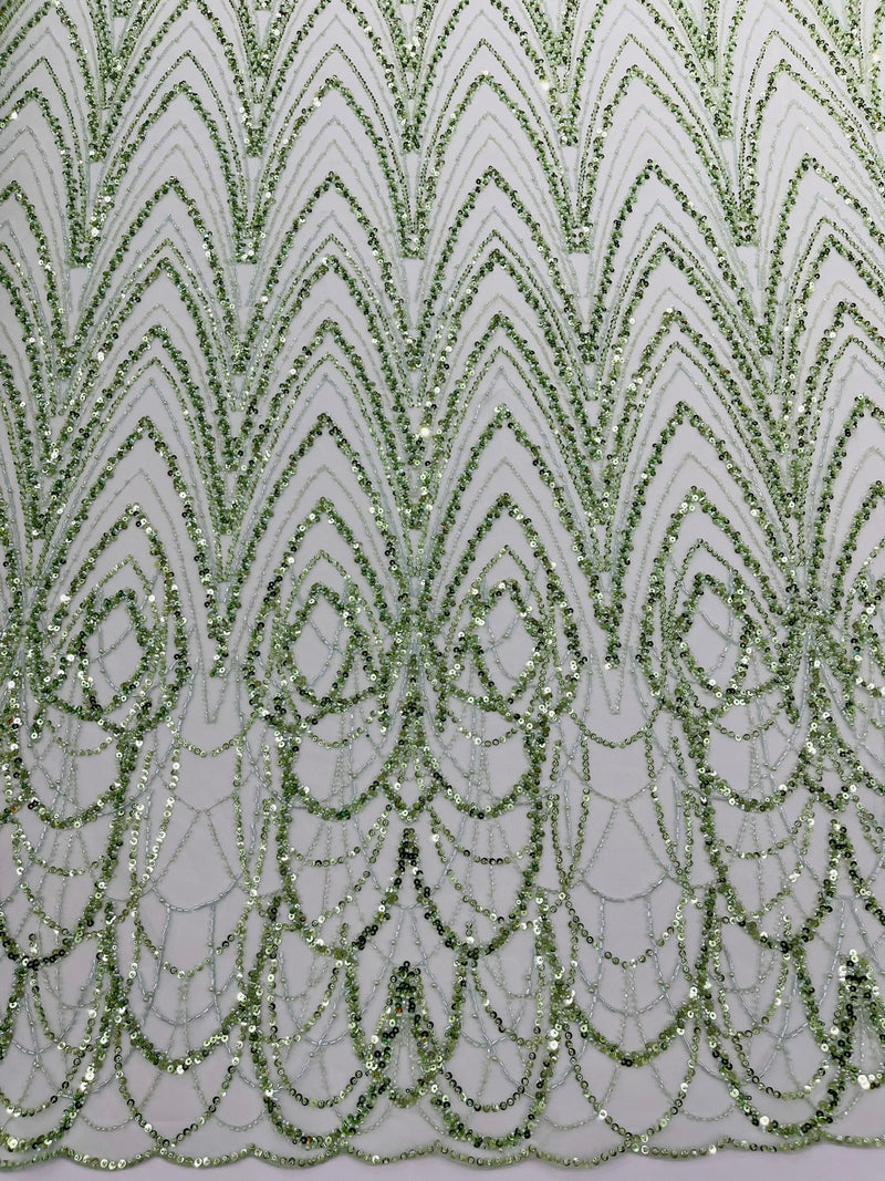 Luxury Chain Geometric Beaded Lace, by The Yard.