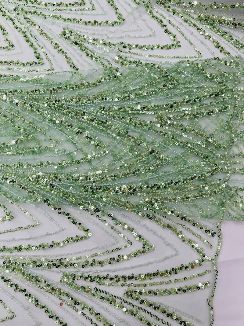 Luxury Chain Geometric Beaded Lace, by The Yard.