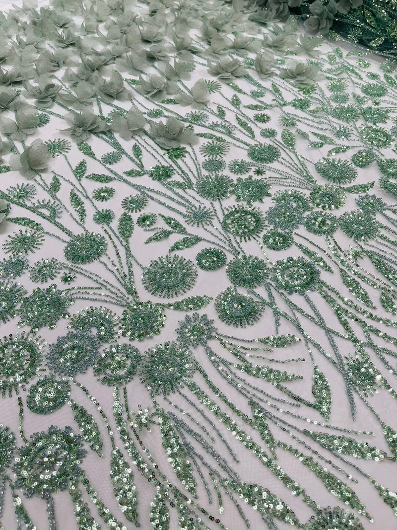 Luxury 3D Floral/Butterfly Beaded lace, by The Yard.
