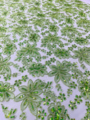 Metallic floral lace design embroidered 54" Wide | New Creations Fabric & Foam Inc.