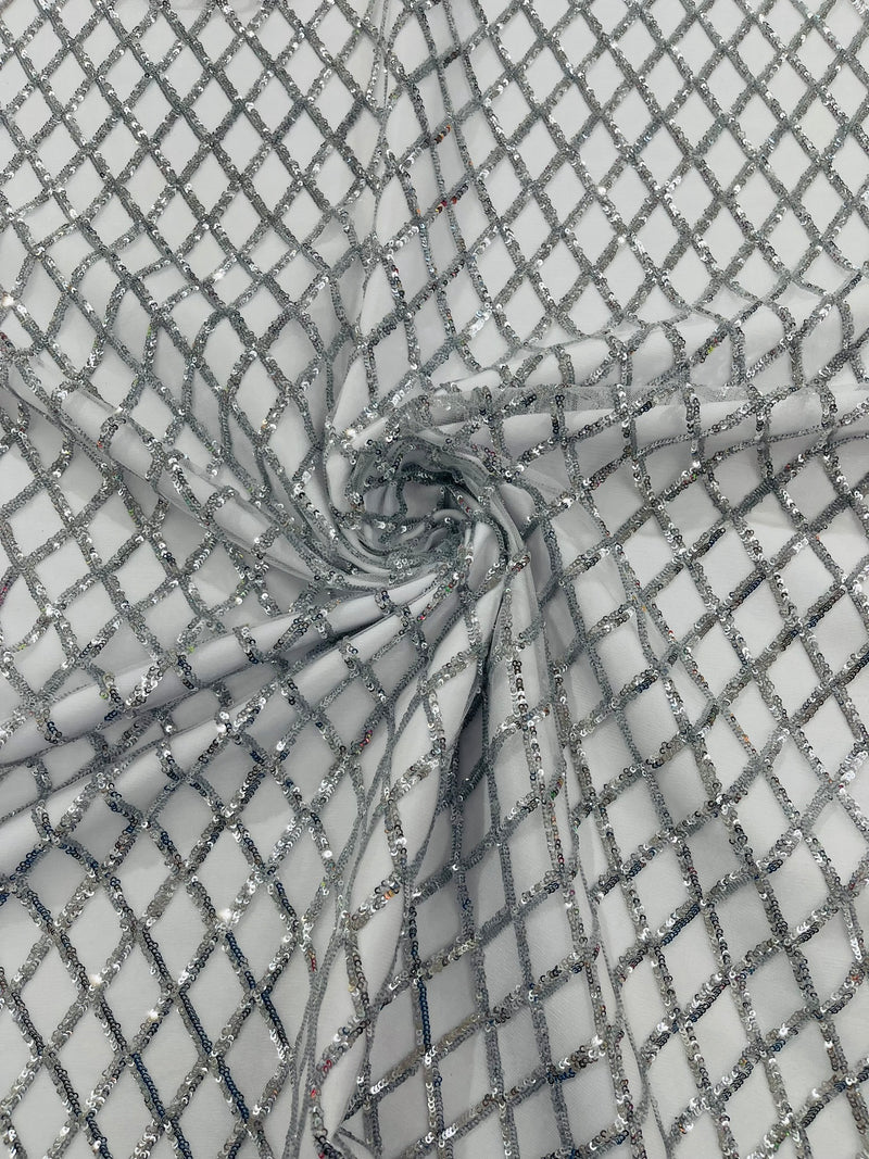 Luxury Diamond Design Mini Glitz Sequins On A Mesh Fabric
