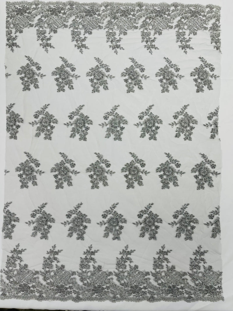 Eva Luxury Beaded Floral Lace, by The Yard.