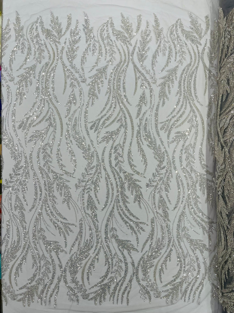 Luxury Festival Beaded Vine Lace Fabric, by The Yard.