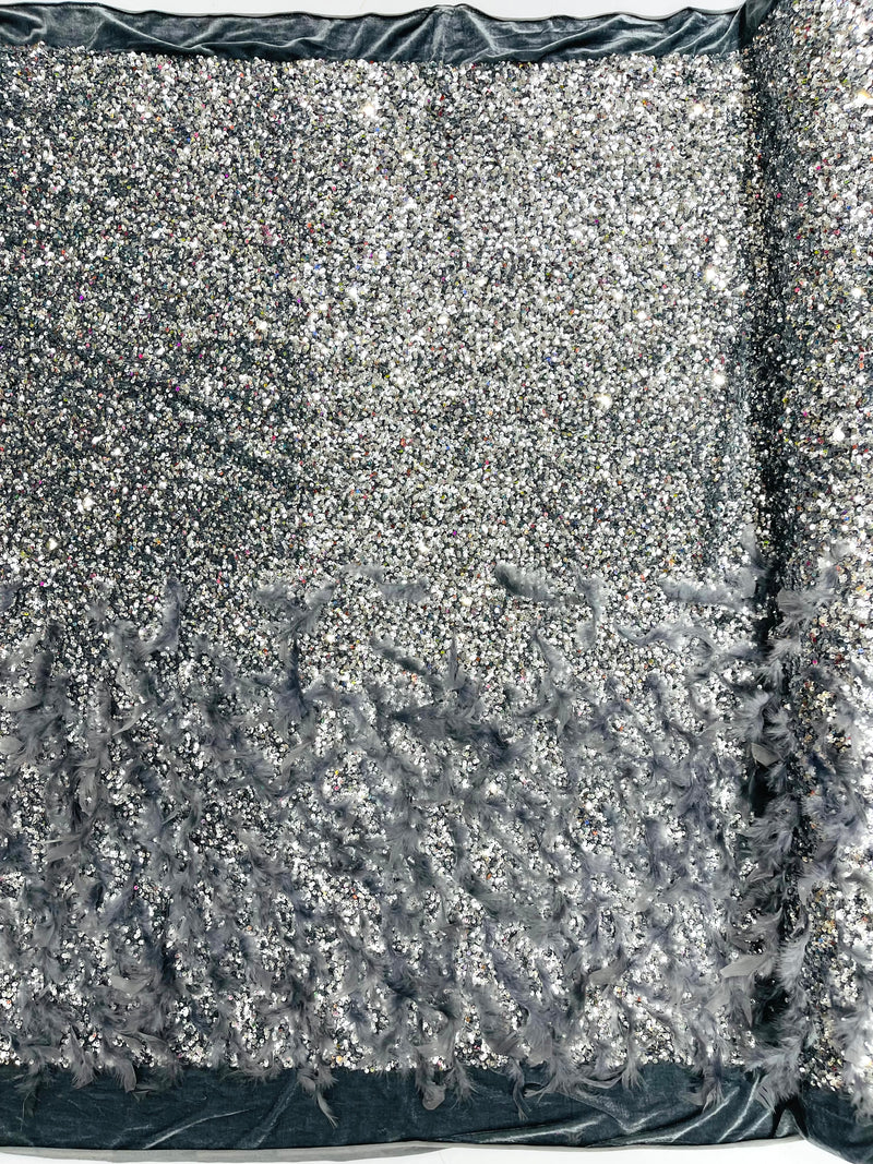 FEATHER SEQUIN VELVET (By The Yard)