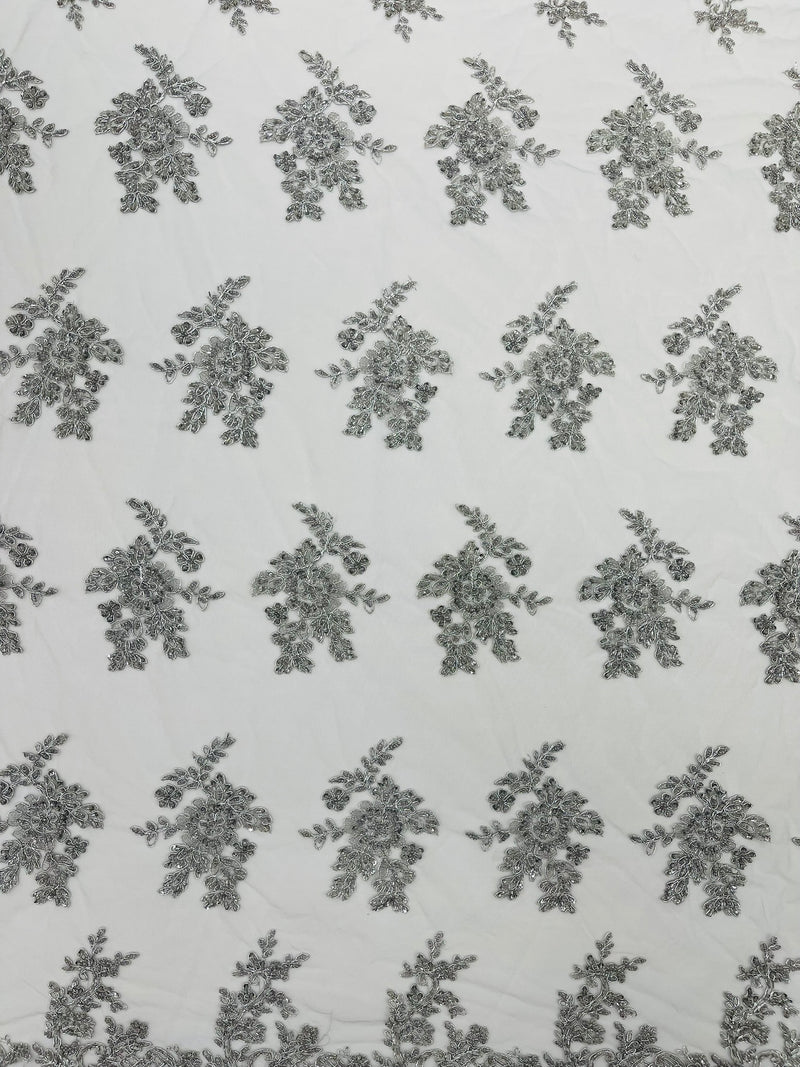 Eva Luxury Beaded Floral Lace, by The Yard.